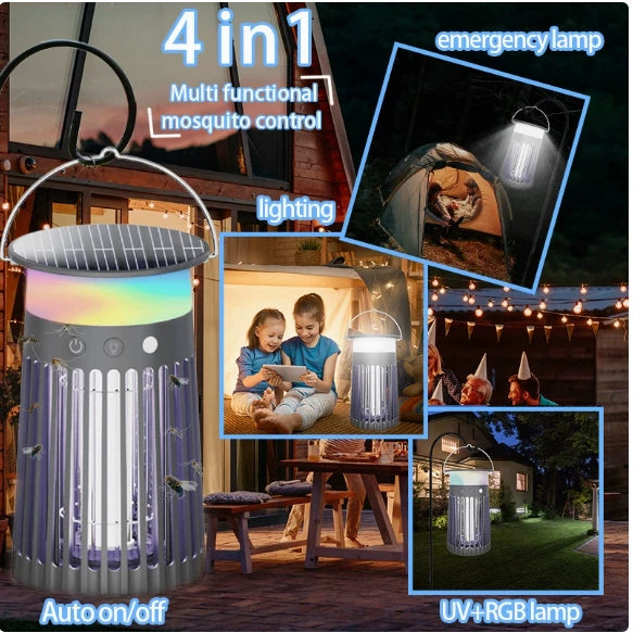 Outdoor 4-in-1 sensor adjustable electric mosquito repellent lamp that can be hung