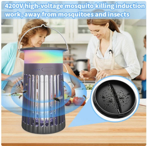 Outdoor 4-in-1 sensor adjustable electric mosquito repellent lamp that can be hung