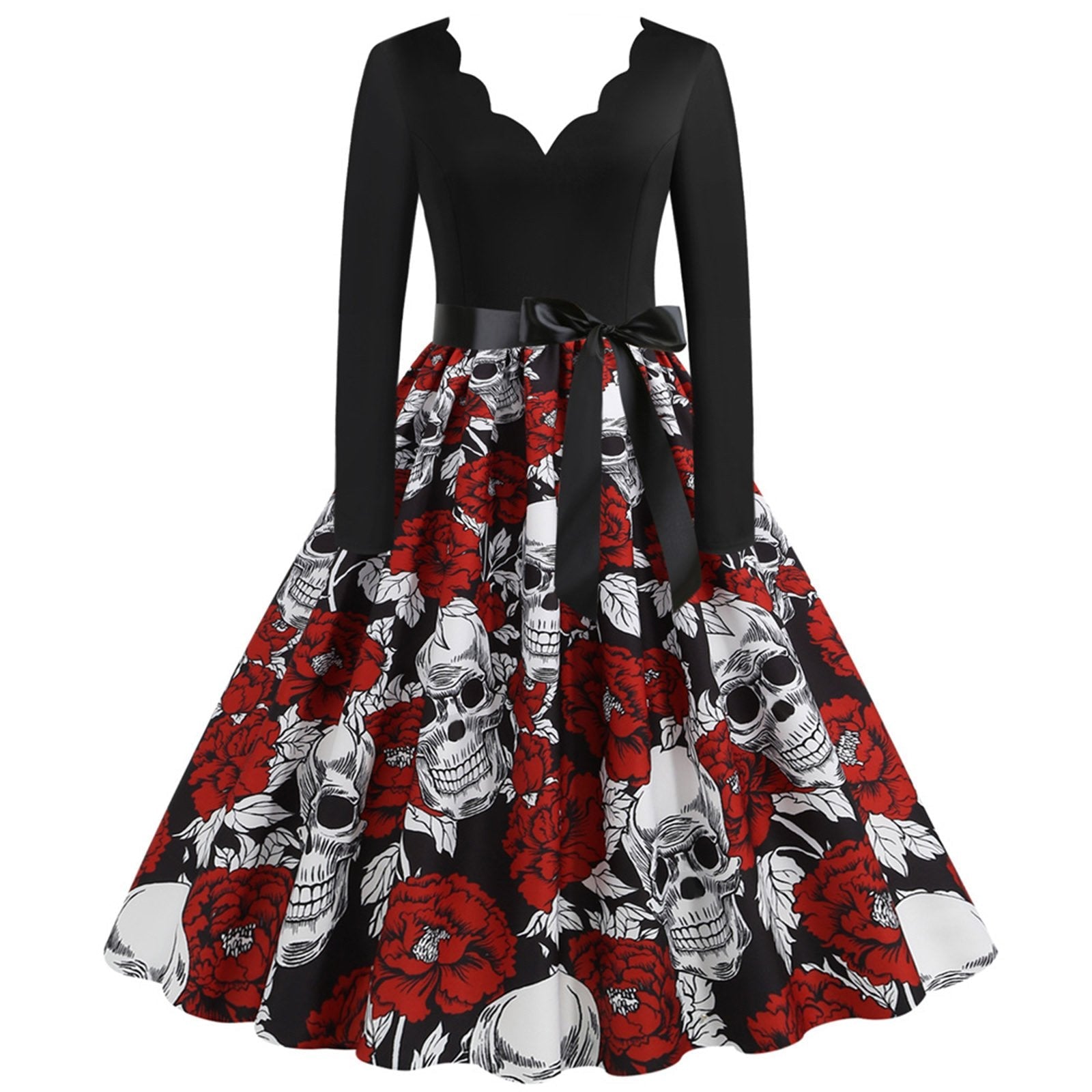 Dark Romance Skulls and Roses Swing Dress