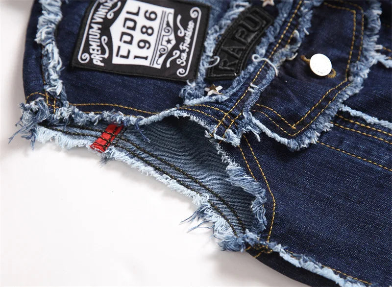 Skull Patch Rivet Denim Vest