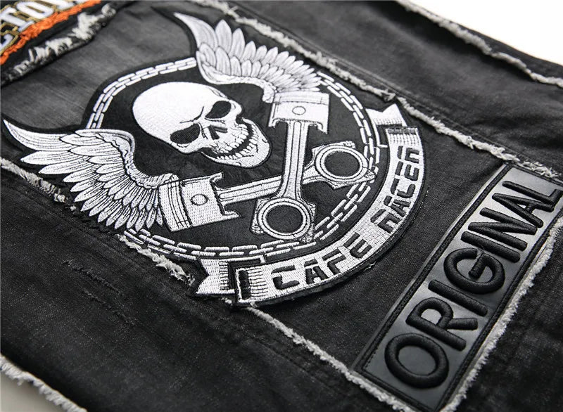 Skull Patch Rivet Denim Vest