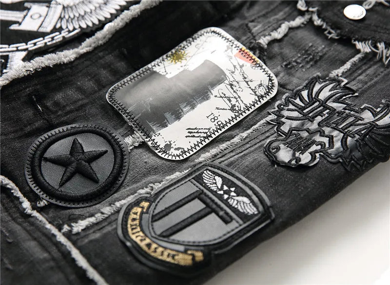 Skull Patch Rivet Denim Vest