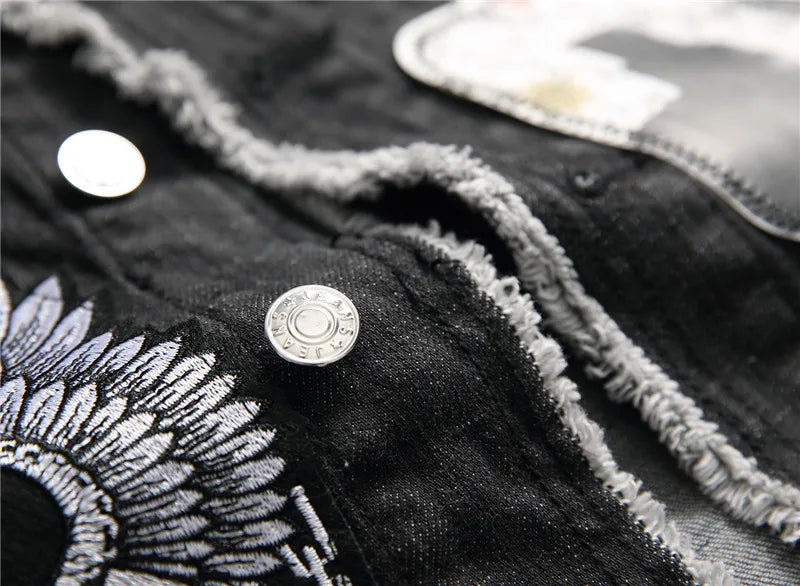 Skull Patch Rivet Denim Vest