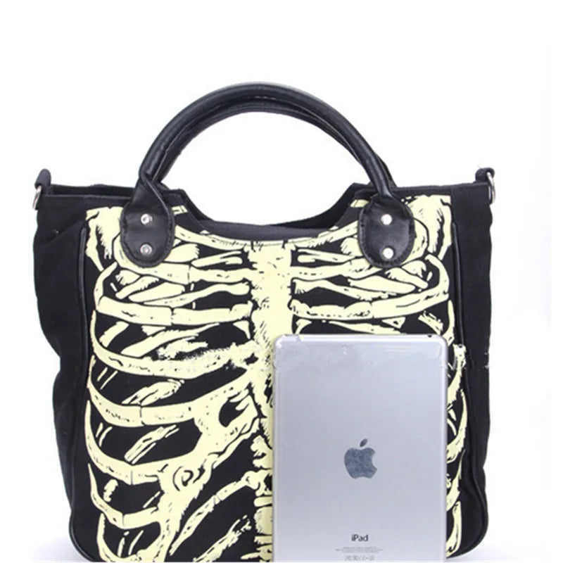 Glow Skeleton Canvas Shoulder Bag