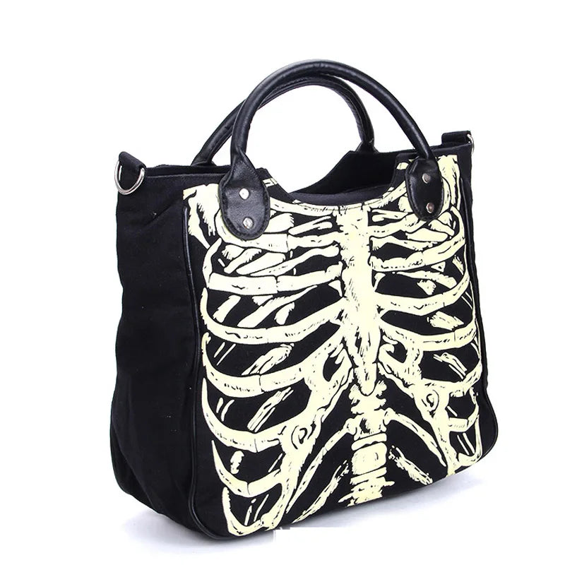 Glow Skeleton Canvas Shoulder Bag