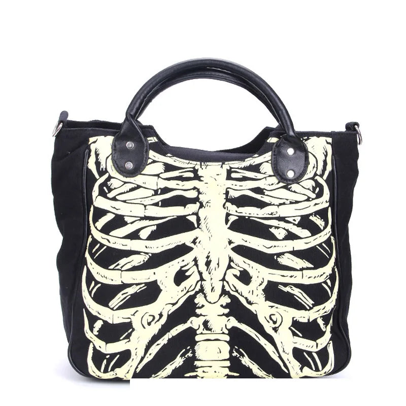 Glow Skeleton Canvas Shoulder Bag