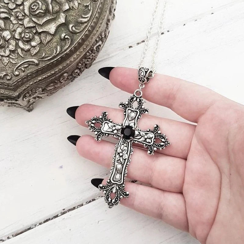 Midnight Crystal Cross Necklace