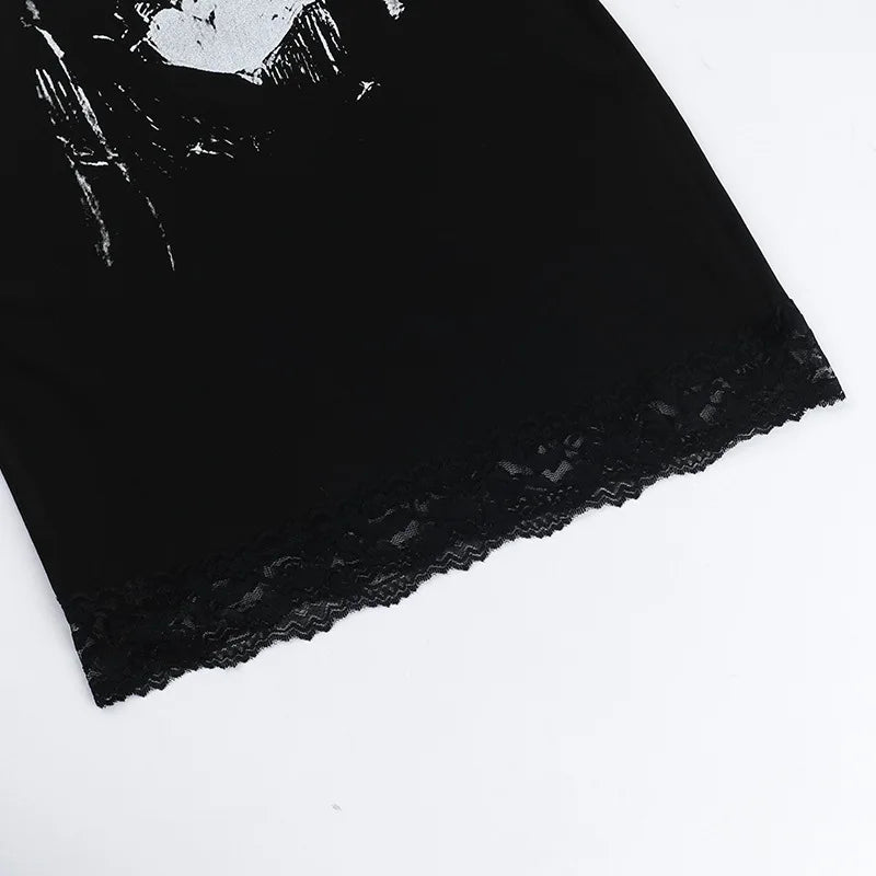 Lace Skull Bodycon Mini Dress