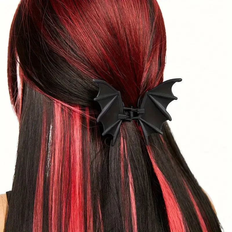 Gothic Bat Hair Clip Matte Black