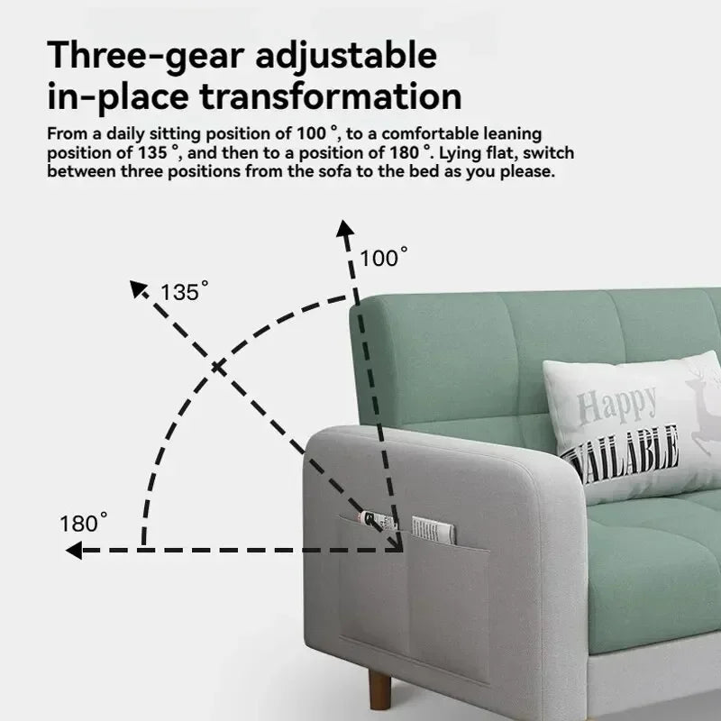 Small Unit Sofa Bed, Foldable Dual-purpose Double Bed, Home Office Nap, Three Person Sofa, Leisure Fabric, Lazy Sofa