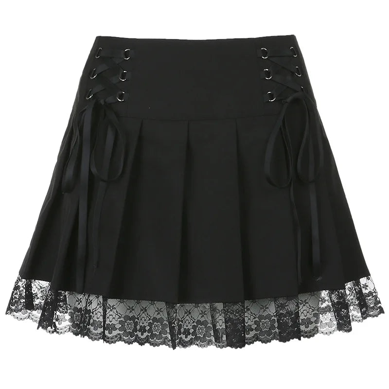 Gothic Midnight Lace Mini Skirt