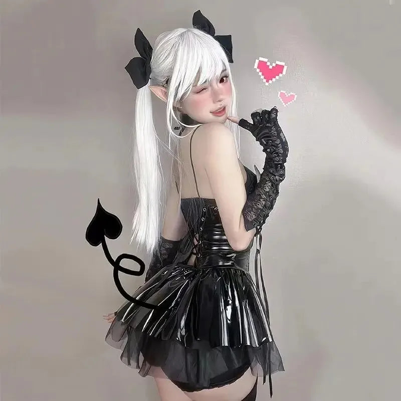 Goth Bat Wing Corset Dress Bondage Attire
