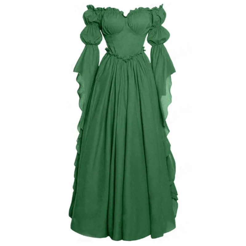 Medieval Gothic Ruffle Dress Long