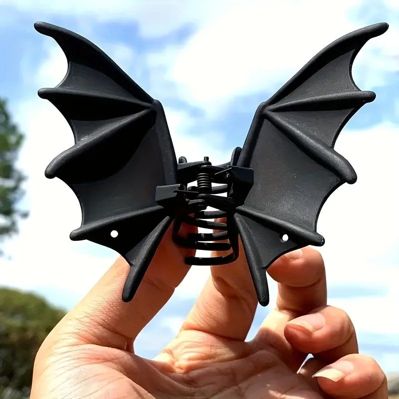 Gothic Bat Hair Clip Matte Black