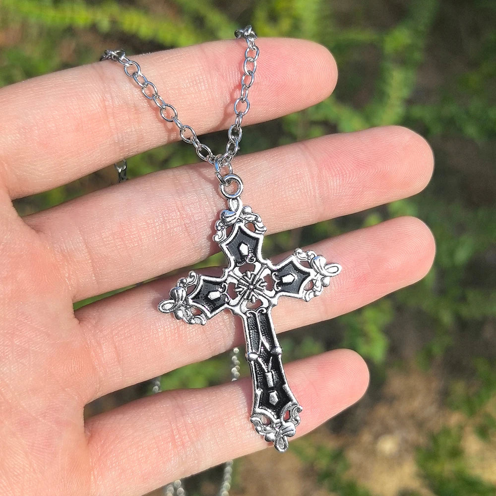 Cross Skeleton Spider Necklace