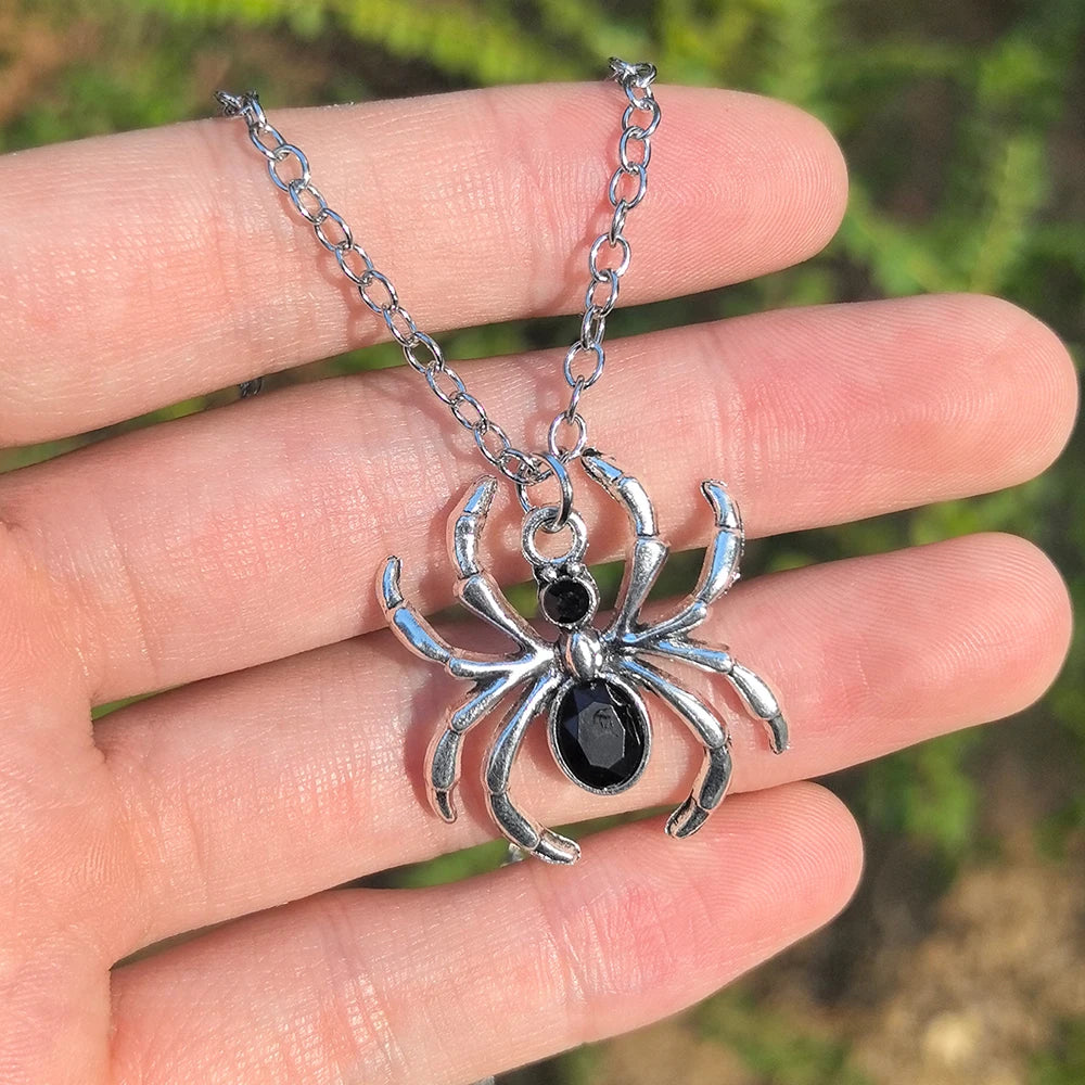 Cross Skeleton Spider Necklace