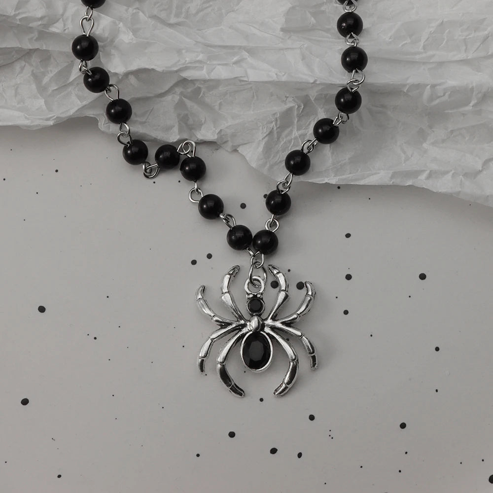 Gothic Black Rosary Necklace