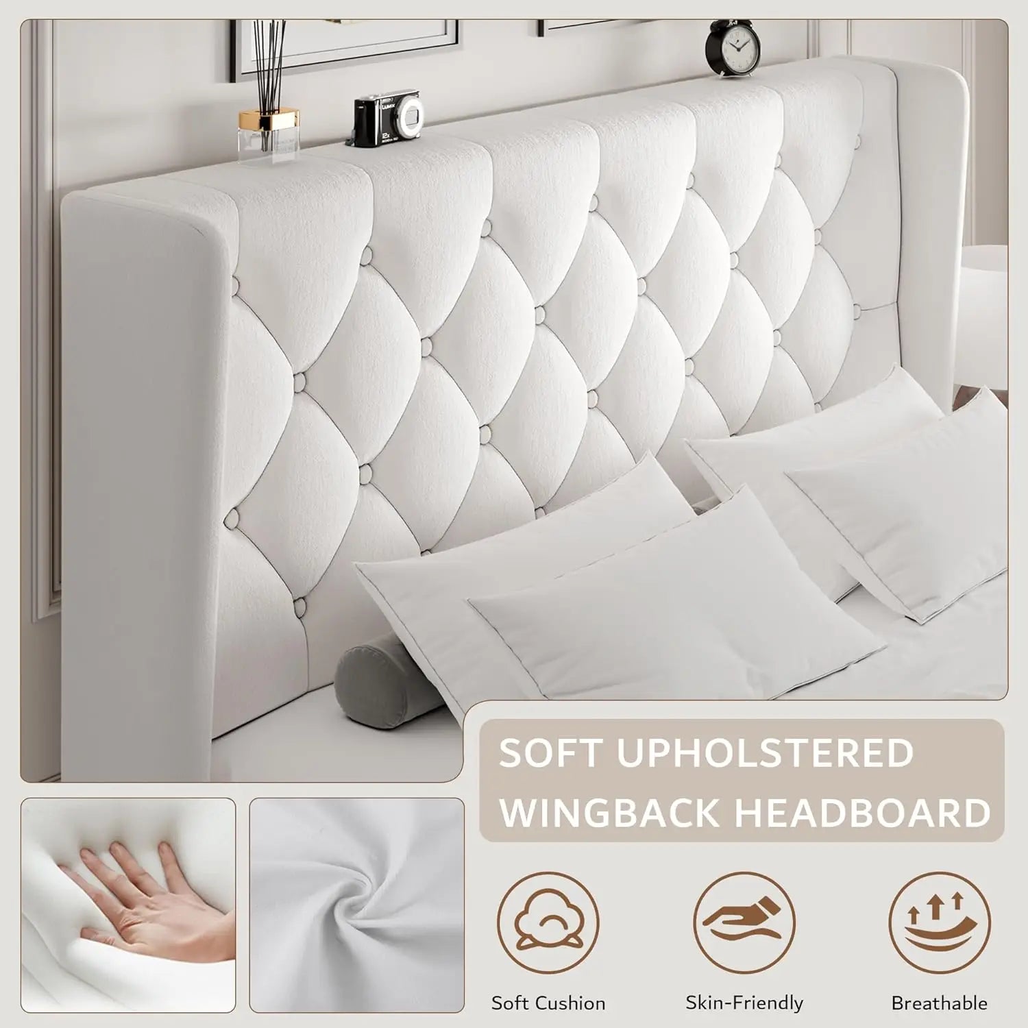 Queen Velvet Tufted Upholstered Platform Bed
