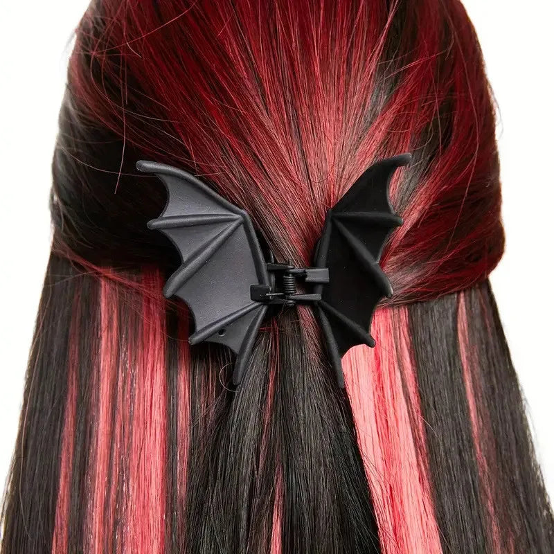 Gothic Bat Hair Clip Matte Black