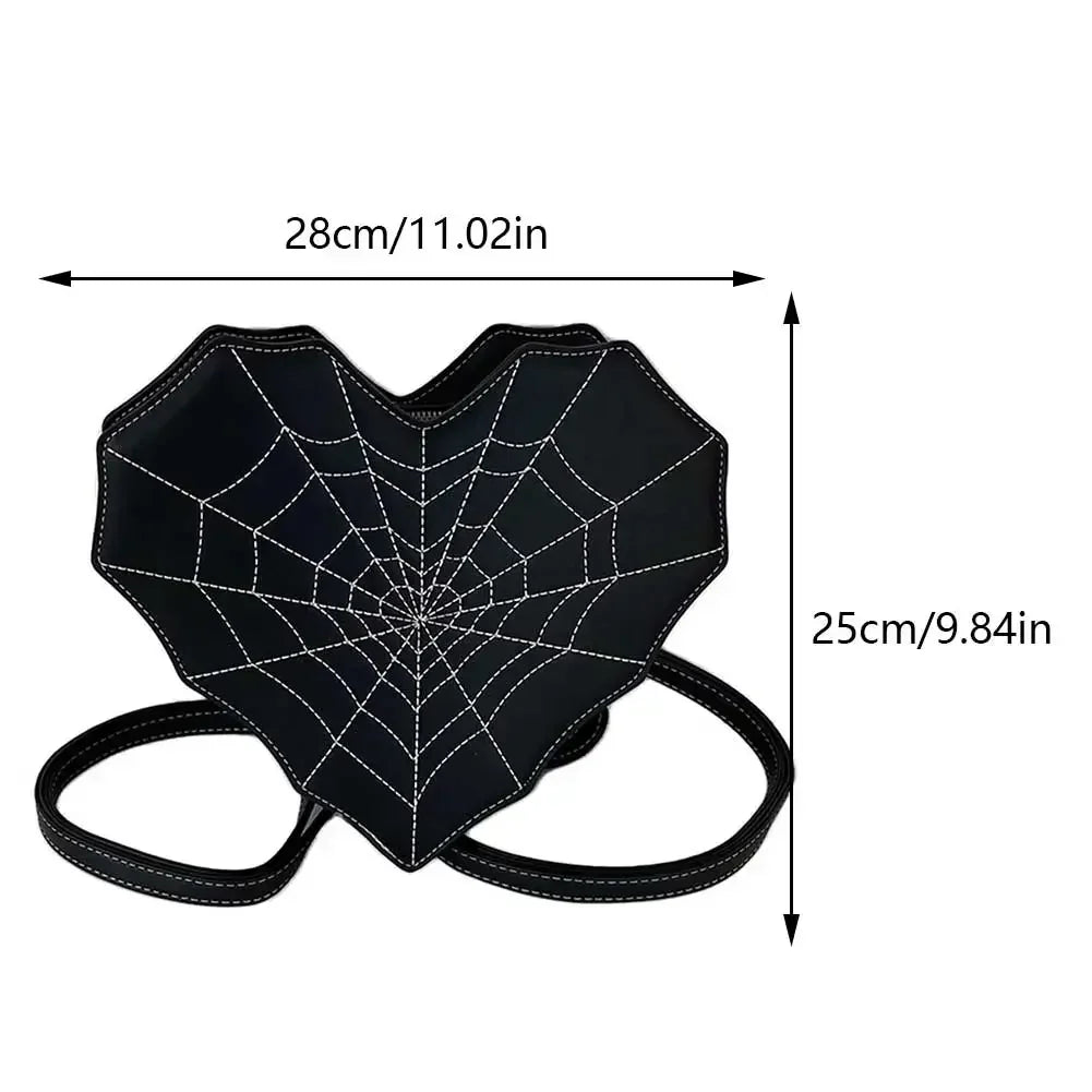 Halloween Gothic Shoulder Bag Women PU Leather Web Spider Women Backpack Cobweb Crossbody Bag Handbag Purse Girls Halloween Gift
