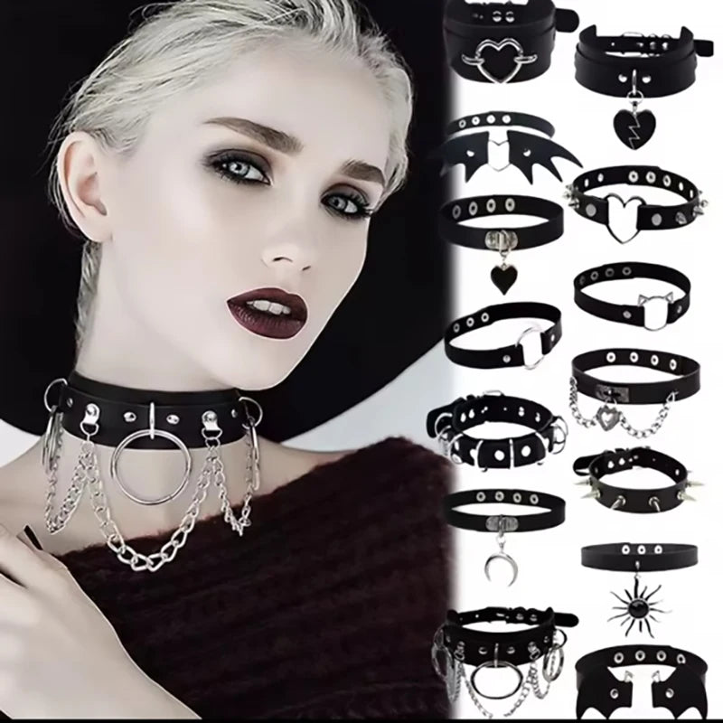 Midnight Rivet Choker Gothic Femme Jewelry