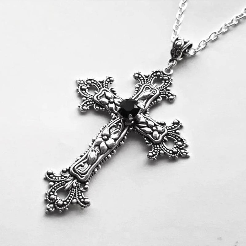 Midnight Crystal Cross Necklace