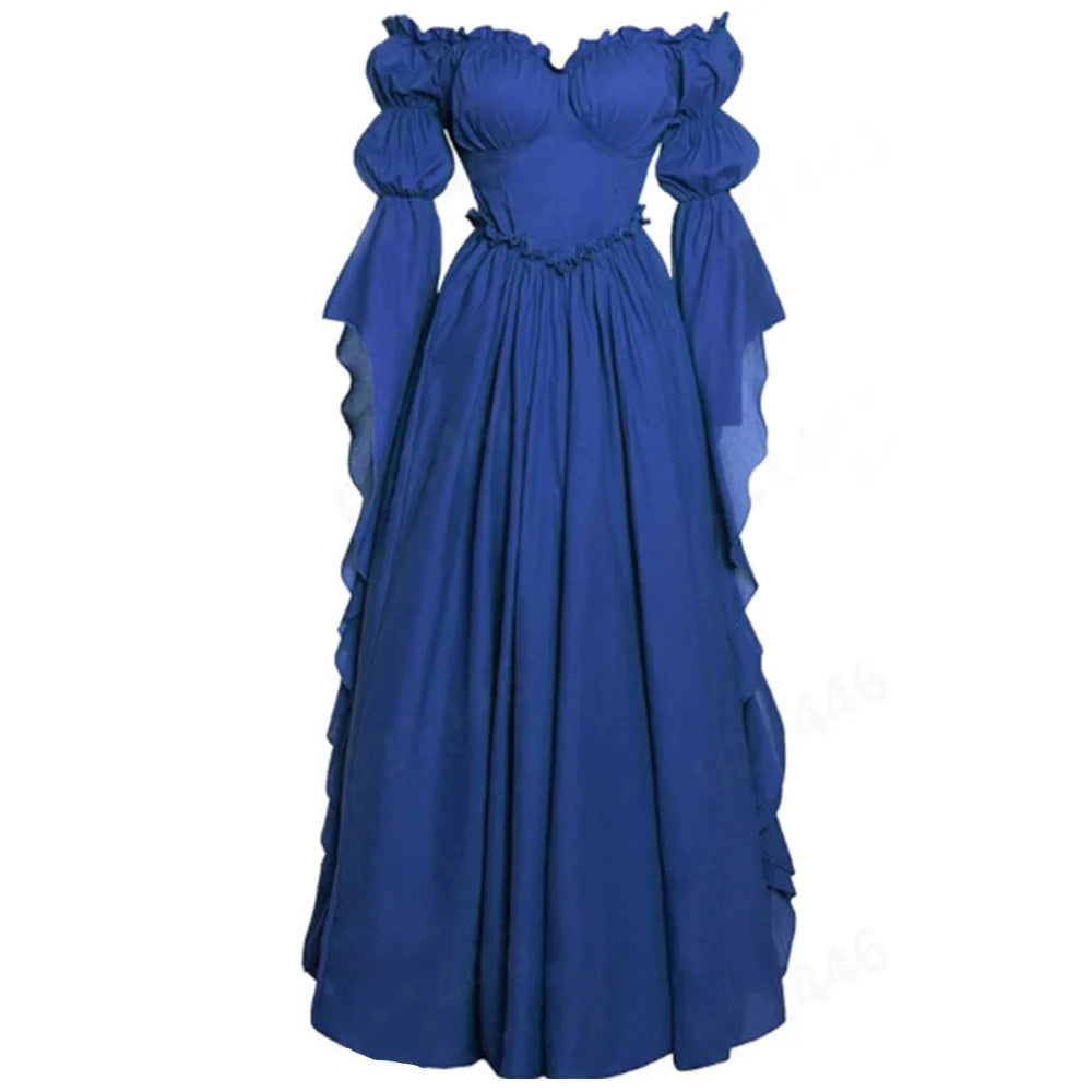 Medieval Gothic Ruffle Dress Long
