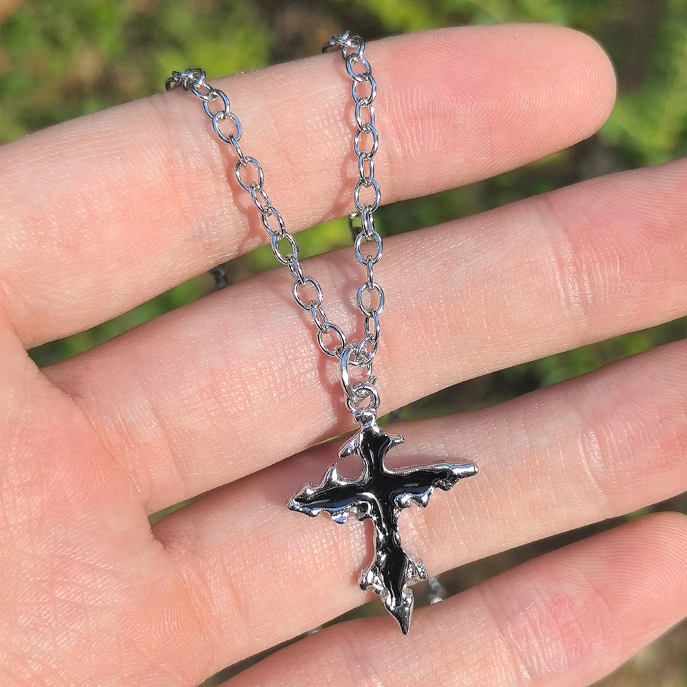 Cross Skeleton Spider Necklace