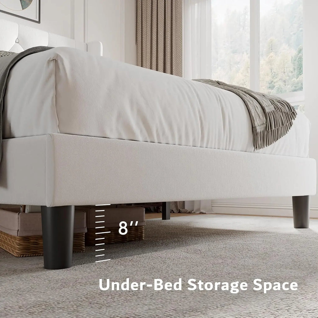 Queen Velvet Tufted Upholstered Platform Bed