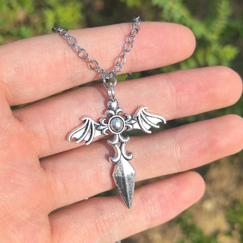 Cross Skeleton Spider Necklace