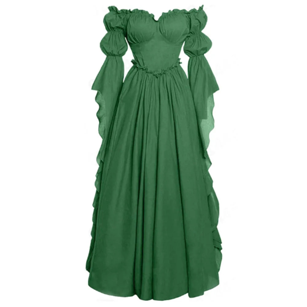 Medieval Gothic Ruffle Dress Long