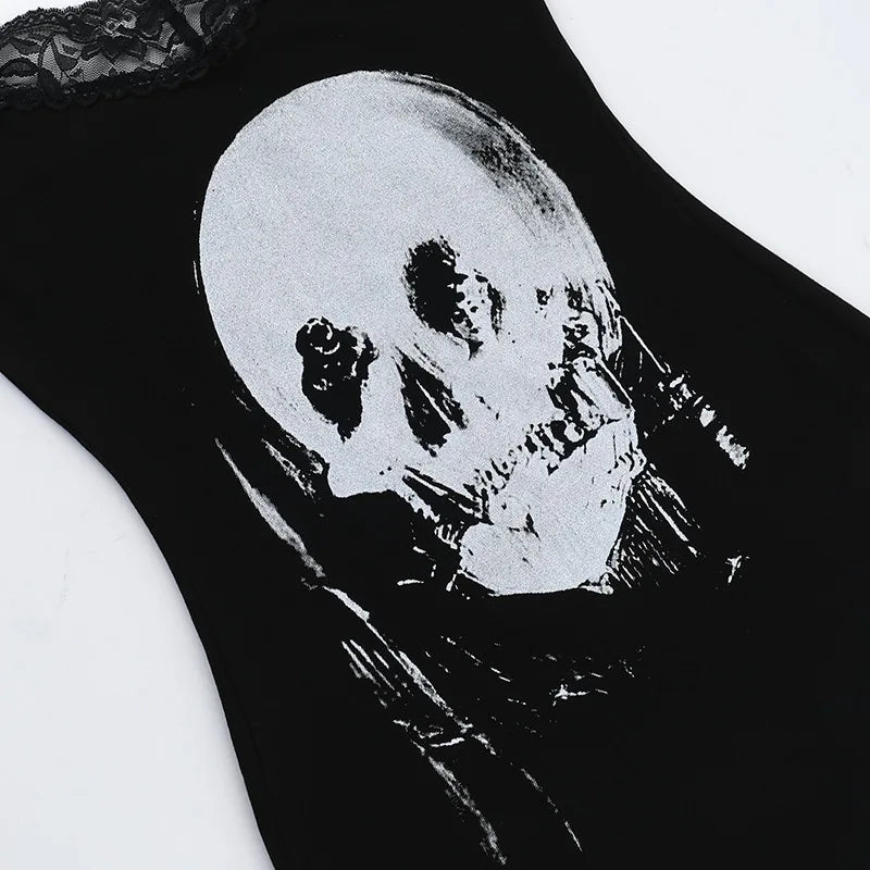 Lace Skull Bodycon Mini Dress