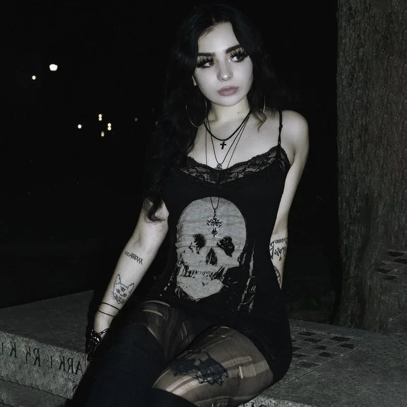 Lace Skull Bodycon Mini Dress