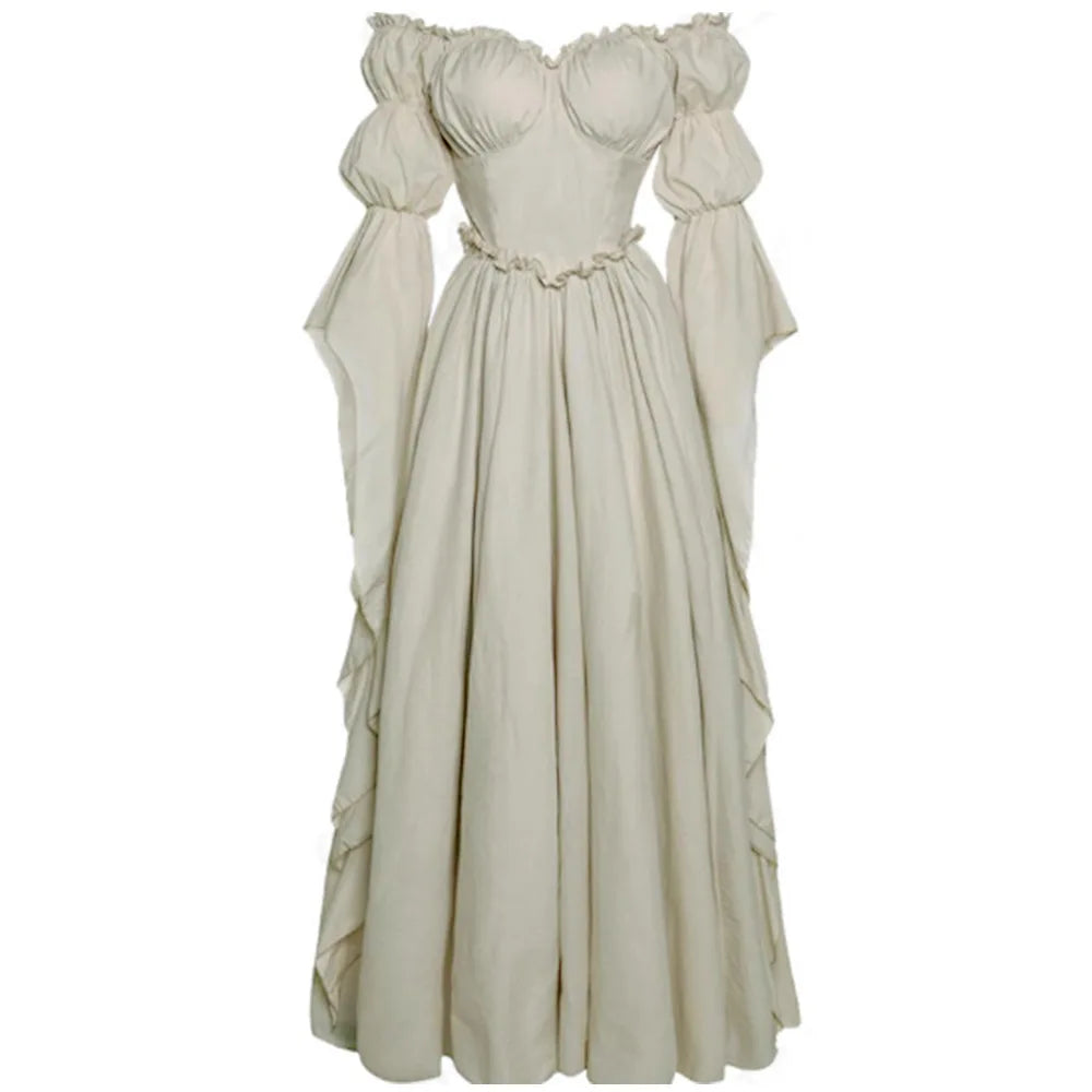 Medieval Gothic Ruffle Dress Long