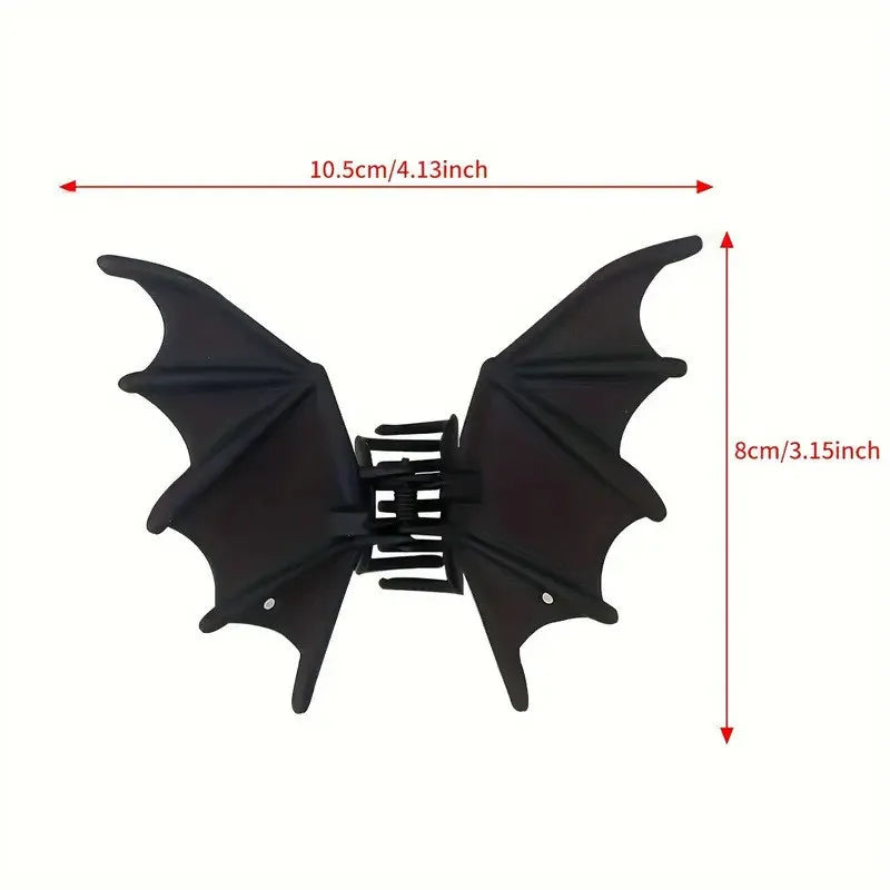 Gothic Bat Hair Clip Matte Black
