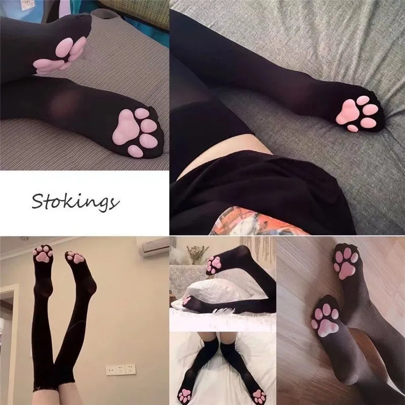 Gothic Cat Paw Thigh Highs
