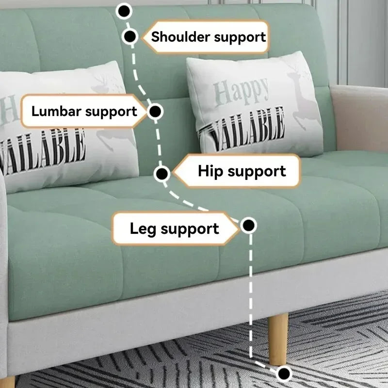 Small Unit Sofa Bed, Foldable Dual-purpose Double Bed, Home Office Nap, Three Person Sofa, Leisure Fabric, Lazy Sofa