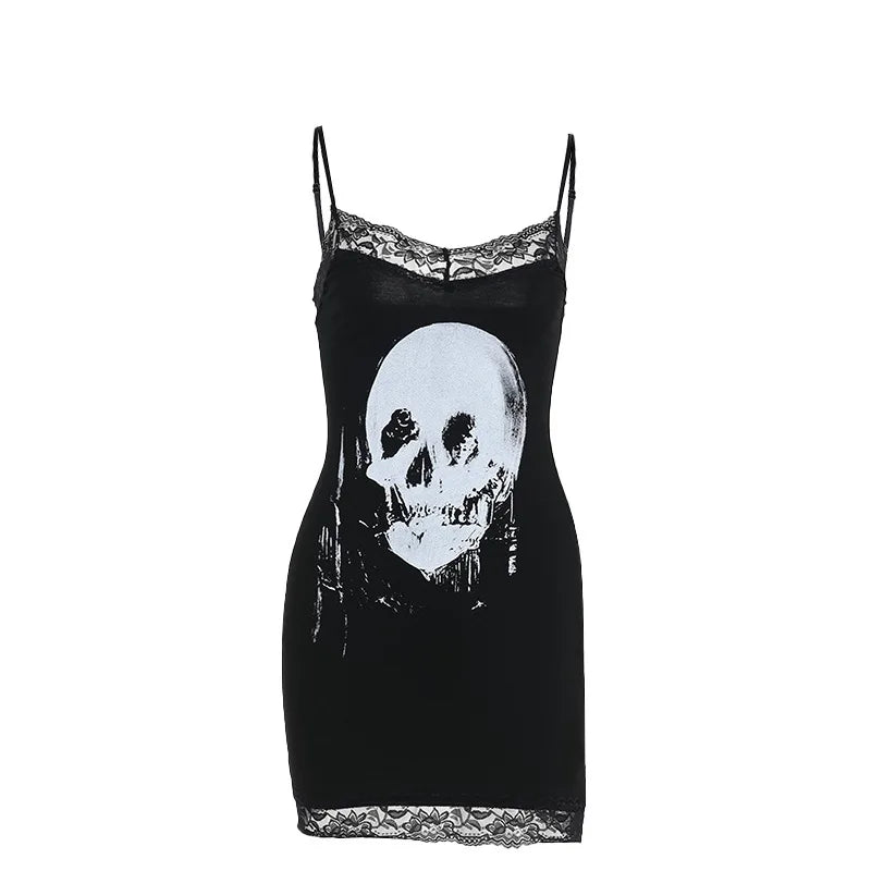 Lace Skull Bodycon Mini Dress