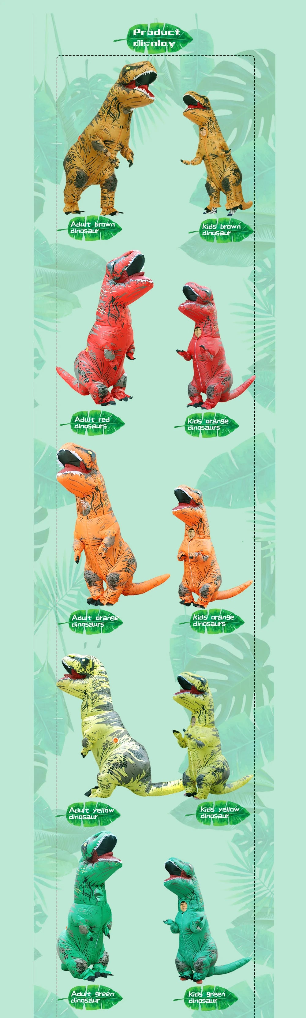 T-Rex Dinosaur Inflatable Costume Full Body Dinosaur for Adult Kids