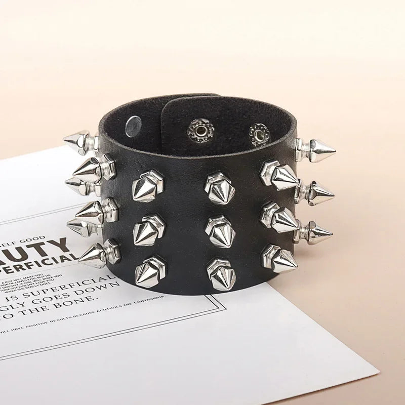 Rebel Spike Leather Cuff 3 Sizes