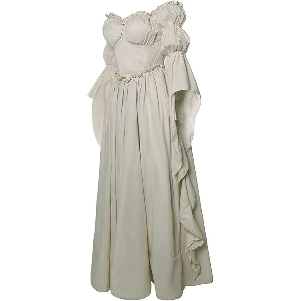Medieval Gothic Ruffle Dress Long