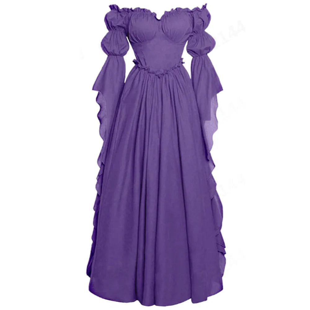 Medieval Gothic Ruffle Dress Long