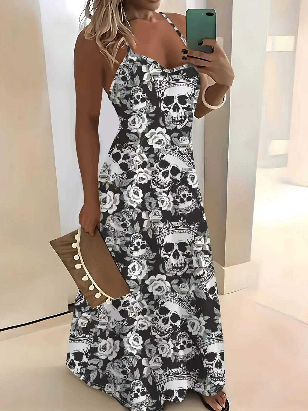 Skulls and Roses Maxi Dress