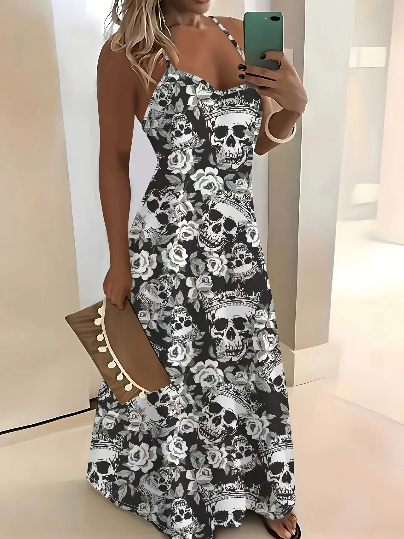 Skulls and Roses Maxi Dress