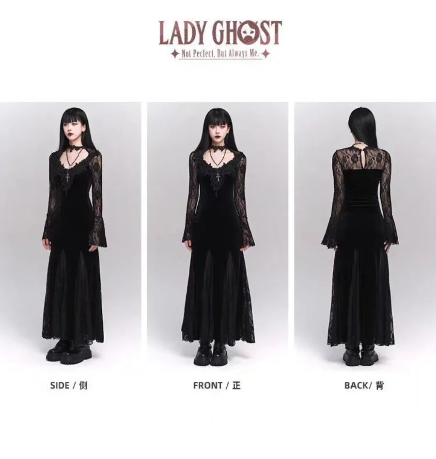 Gothic Wine Red Lace Dress