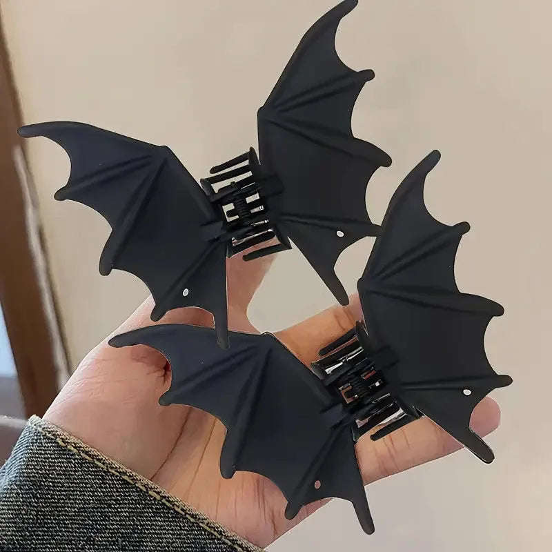 Gothic Bat Hair Clip Matte Black