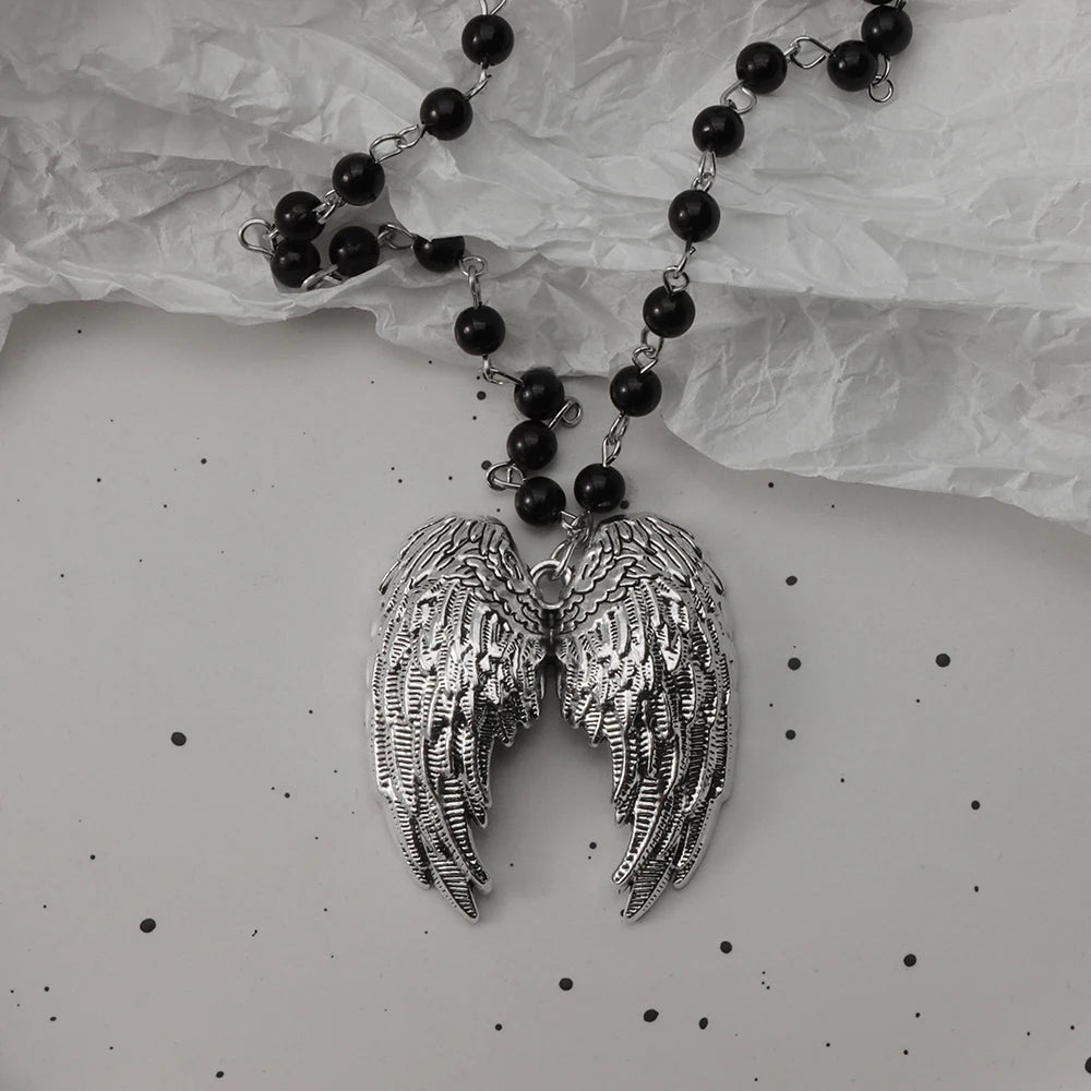 Gothic Black Rosary Necklace