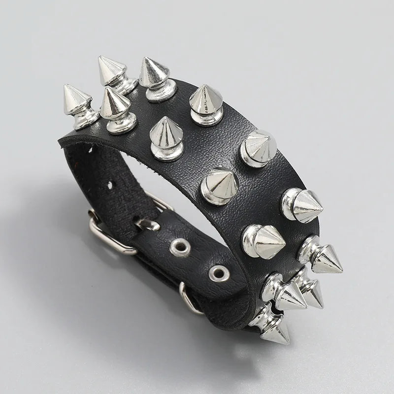 Rebel Spike Leather Cuff 3 Sizes
