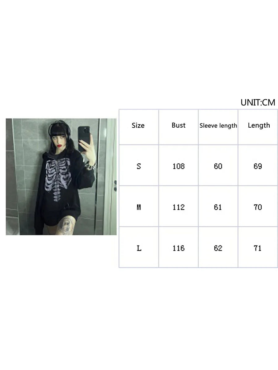 Goth Chill Skull Zip-Up Hoodie