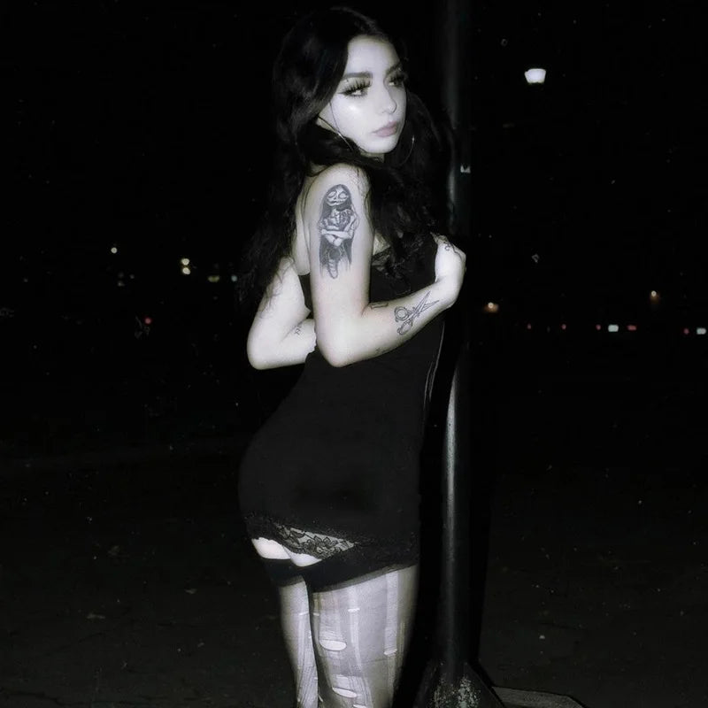 Lace Skull Bodycon Mini Dress